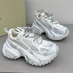 2024 Lace-up Chunky Running Sneakers Ladies Black Casual Shoes Women Shoes Sneakers Women White Vulcanize Shoes Female Platform