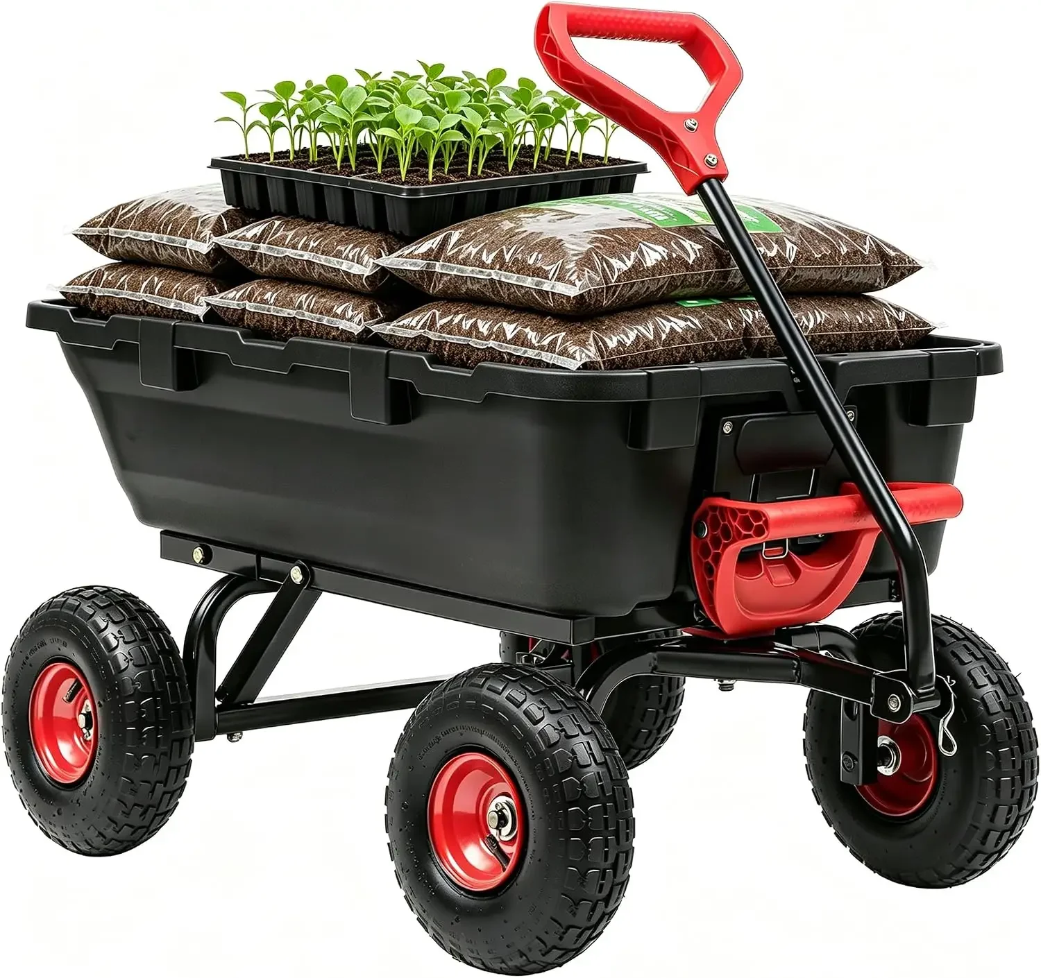 Garden Dump Cart 900Lbs Heavy Duty,Wheelbarrow,10
