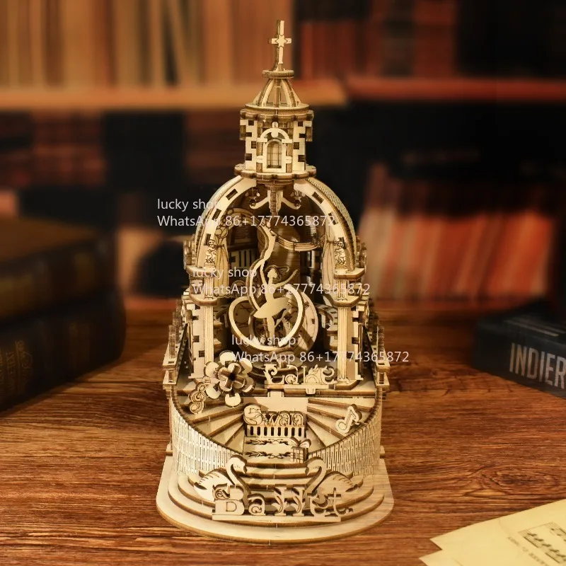 Retro European Castle Building Handmade Music Box