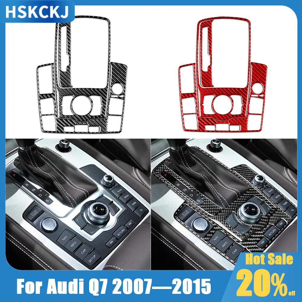 

For Audi Q7 4L 2007—2015 Carbon Fiber Car Accessories Center Console Gear Shifter Panel Interior Cover Trim Sticker Modification