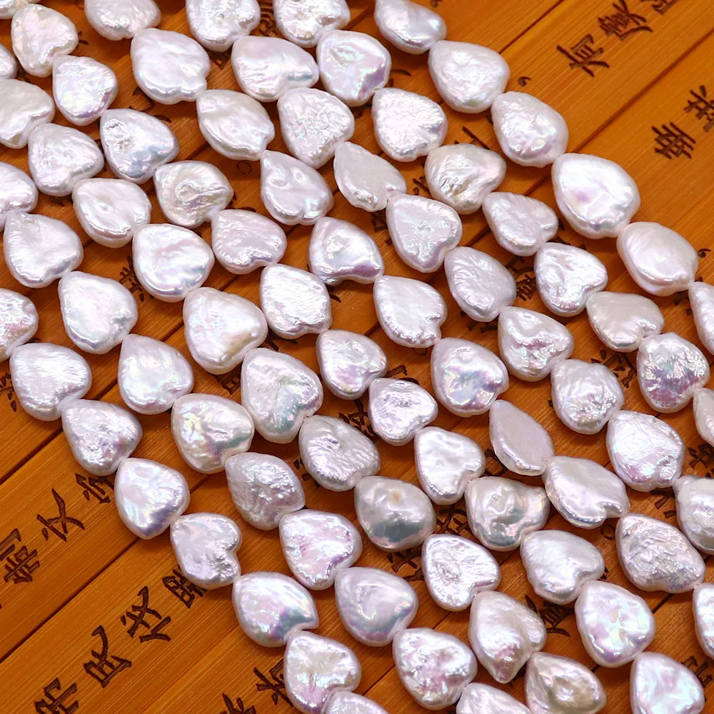 Stylish Light Luxury Natural Freshwater White Heart-shaped Baroque Pearl Beads Straight-Hole Loose Beads DIY Jewelry Accessories