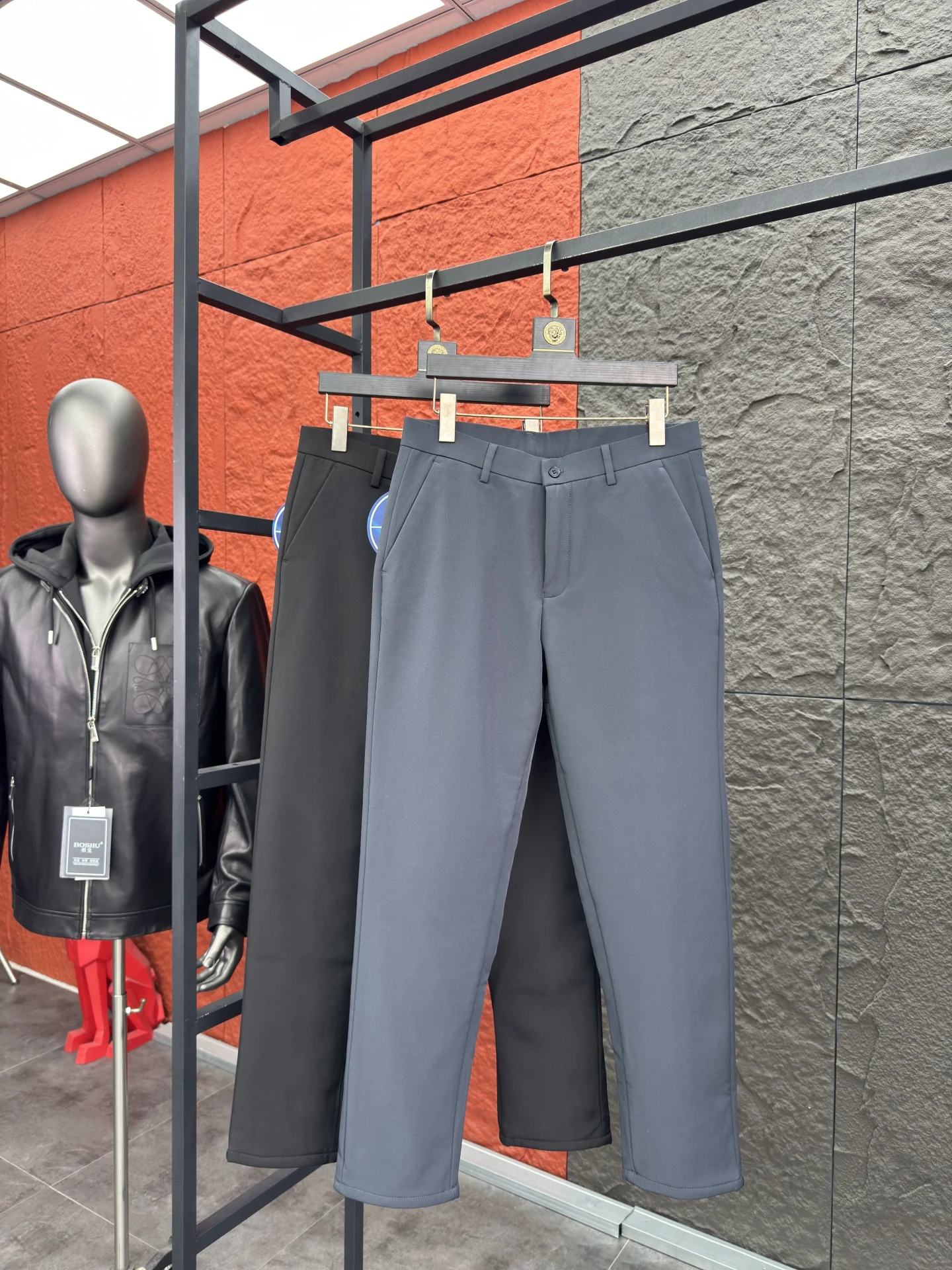 

Men's Winter Thermal Du down Pants 3D Tailoring Casual Straight Leg Long Trousers Faion Urban Busin Casual Pure Color