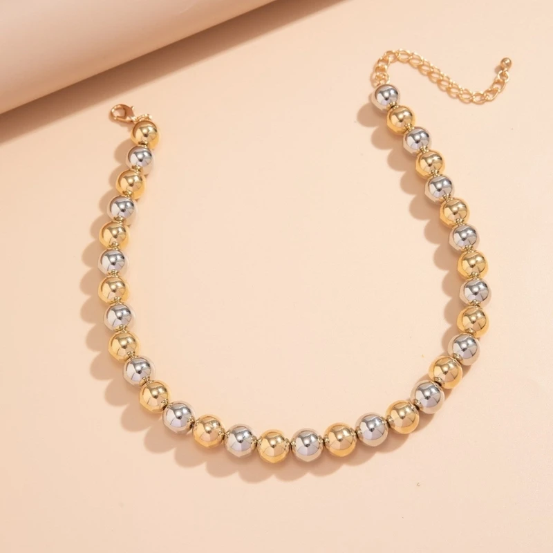 Vintage CCB Ball Beads Adjustable Chain Necklace for Women Trendy Collar Choker