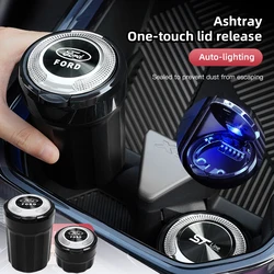 Car Interior Accessories Ashtray LED Light Portable Smoke Ashes Holder For Ford ST Line Focus Mustang Fiesta Puma Ranger Kuga