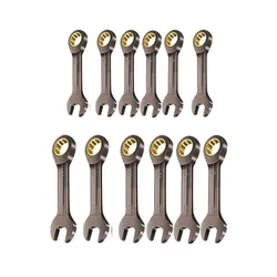 6mm-19mm Reversible Combination Stubby Single Wrench Stubby Combination 72 Tooth Ratchet Socket Spanner Nut Repair Tools