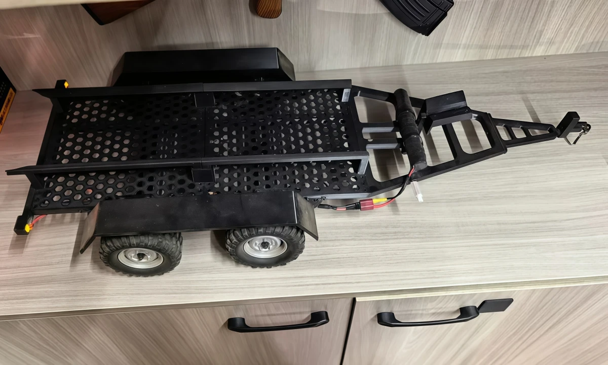 1/10 RC 3D‑Printed Boat‑Trailer With Tow‑Hitch & LED‑Light‑Set For TRX‑4 SCX10 VS4‑10 TF2 Crawler Haul RC‑Boat Scale‑Scene Parts