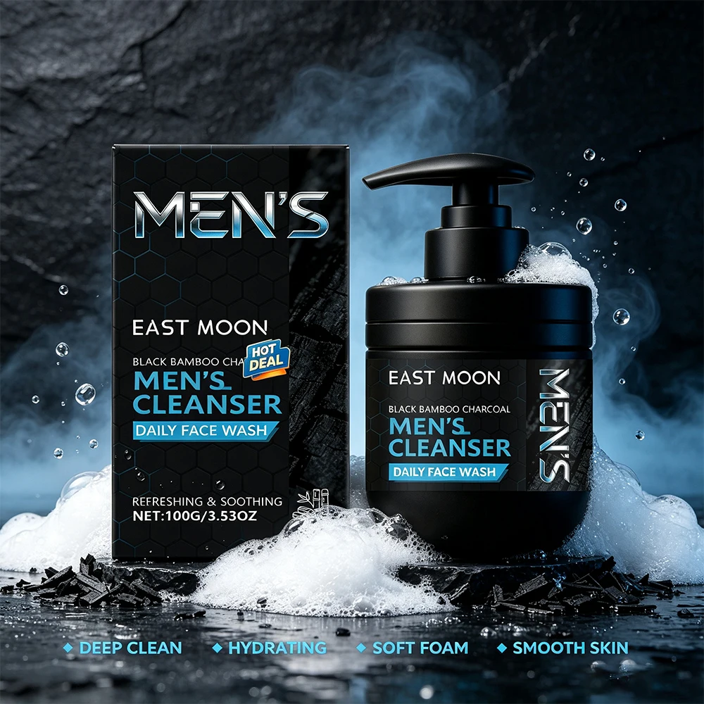 Men's Facial Cleanser Gentle Foaming Face Wash Hydrating Daily Skin Care For Oily Dry Skin Non-Tightening 100g