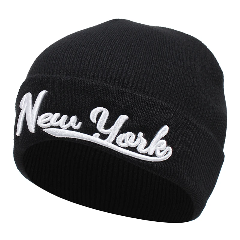 2025 جديد بسيط قبعة الفول المألوف نيويورك محبوك قبعة الخريف الشتاء الترفيه في الهواء الطلق يندبروف قبعة تدفئة للجنسين قبعة بلا حدود