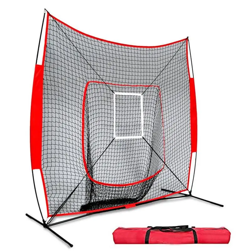 

7x7 ft Softball Baseball Practice Net With Frame Hitting Pitching Batting Catching Backstop Equipment Training Aids Strike Zone