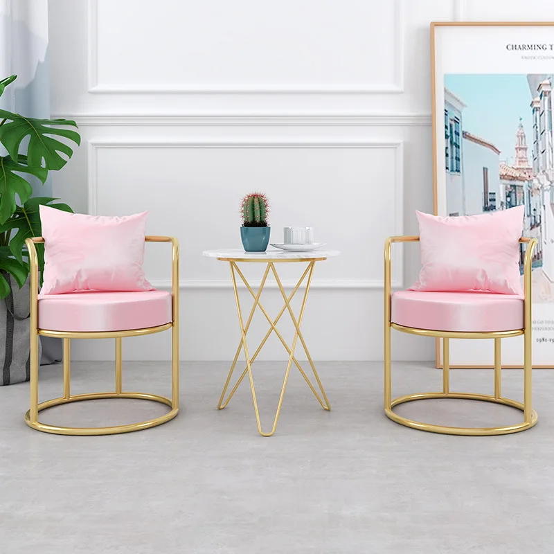 

Nordic single sofa milk tea shop sales office wrought iron table and chair combination fabric sofa chair Internet celebrity one