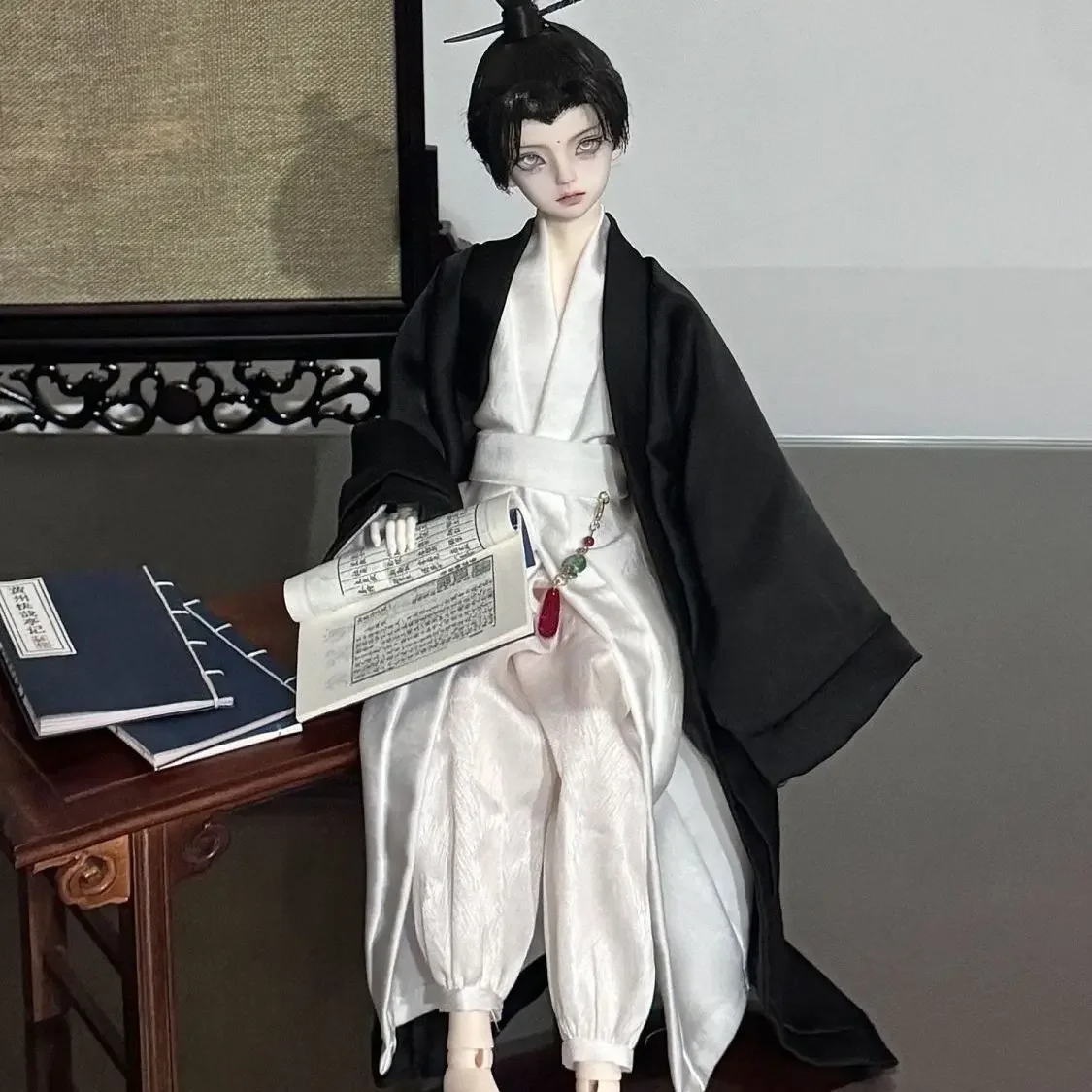 1/4 Puppenkleidung Anzug Hanfu für 40-45 cm Bjd Puppenkleidung Mädchenspielzeug Dress Up Spielhaus Geschenk Modepuppenzubehör, keine Puppe