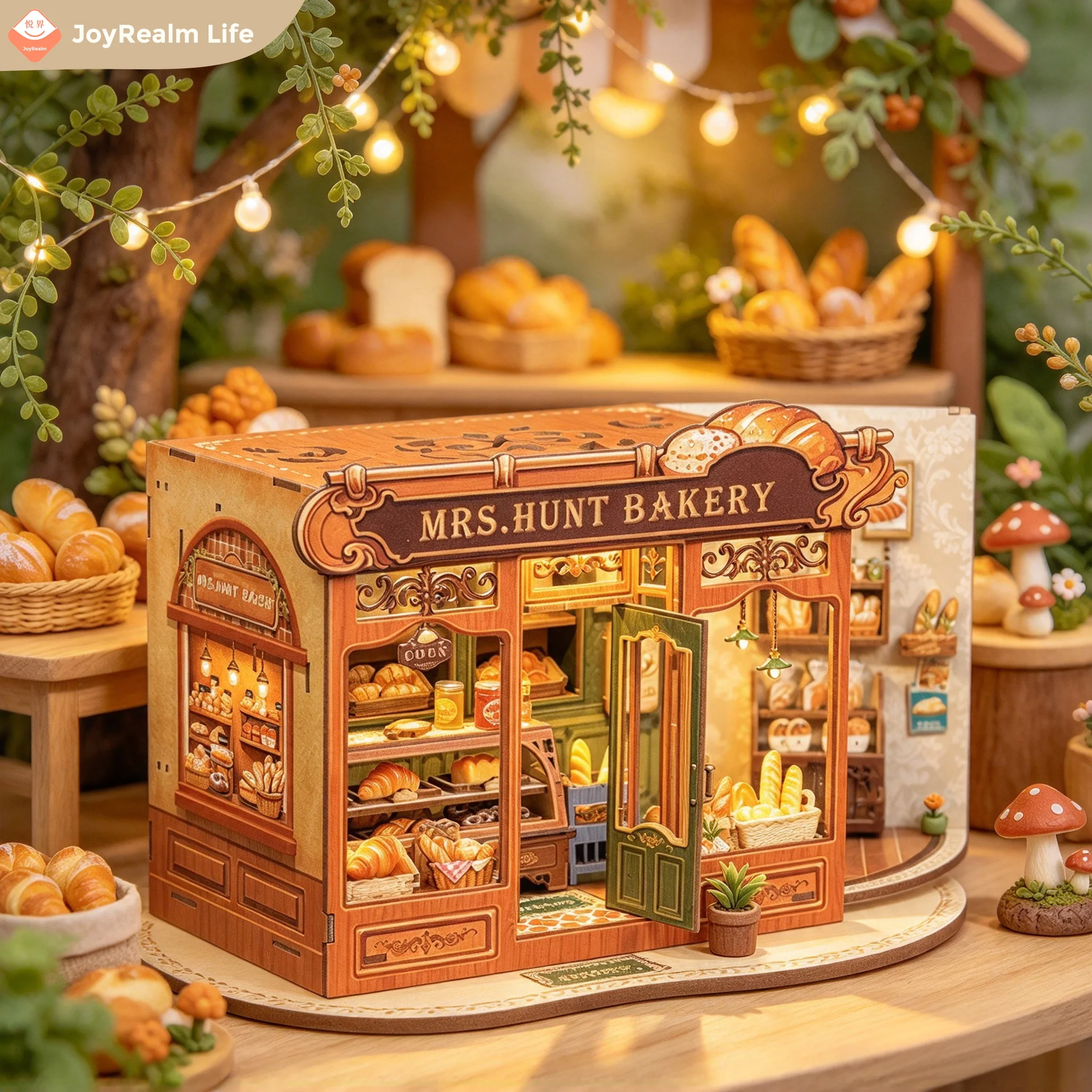 Mrs. Hunter's Bakery DIY 3D Wooden Puzzle Retro Baking Handmade Assembly Model Desktop Decoration