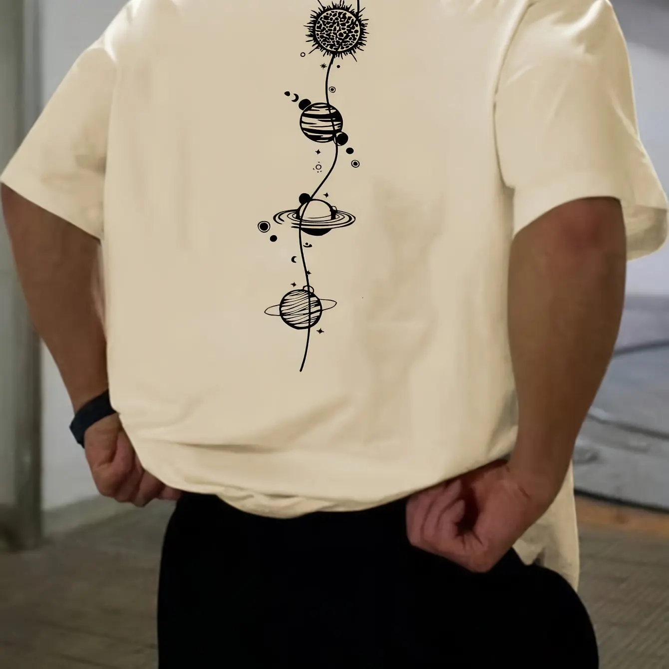 Planet Graphic Design Pattern Printed Men's T-shirts Summer Casual High Quality Round Neck Short Sleeve Pullover Pullover Tops