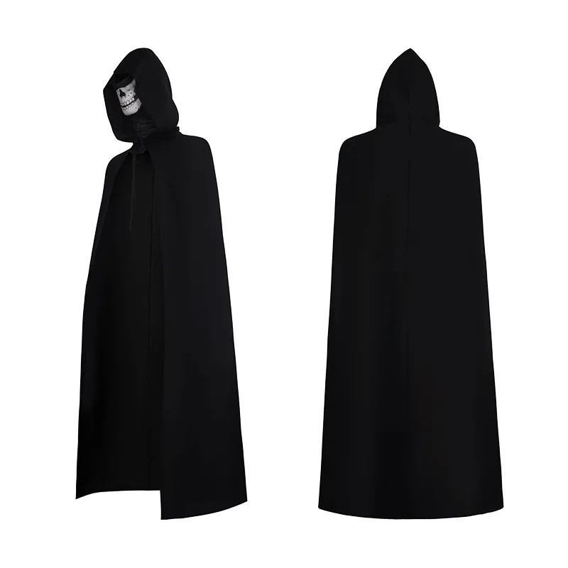 Grim Reaper Cloak Costume with Scythe for Kids Adult  Scary Halloween Horror Outfit Set Wizard Hooded Cape Robe Cosplay Prop