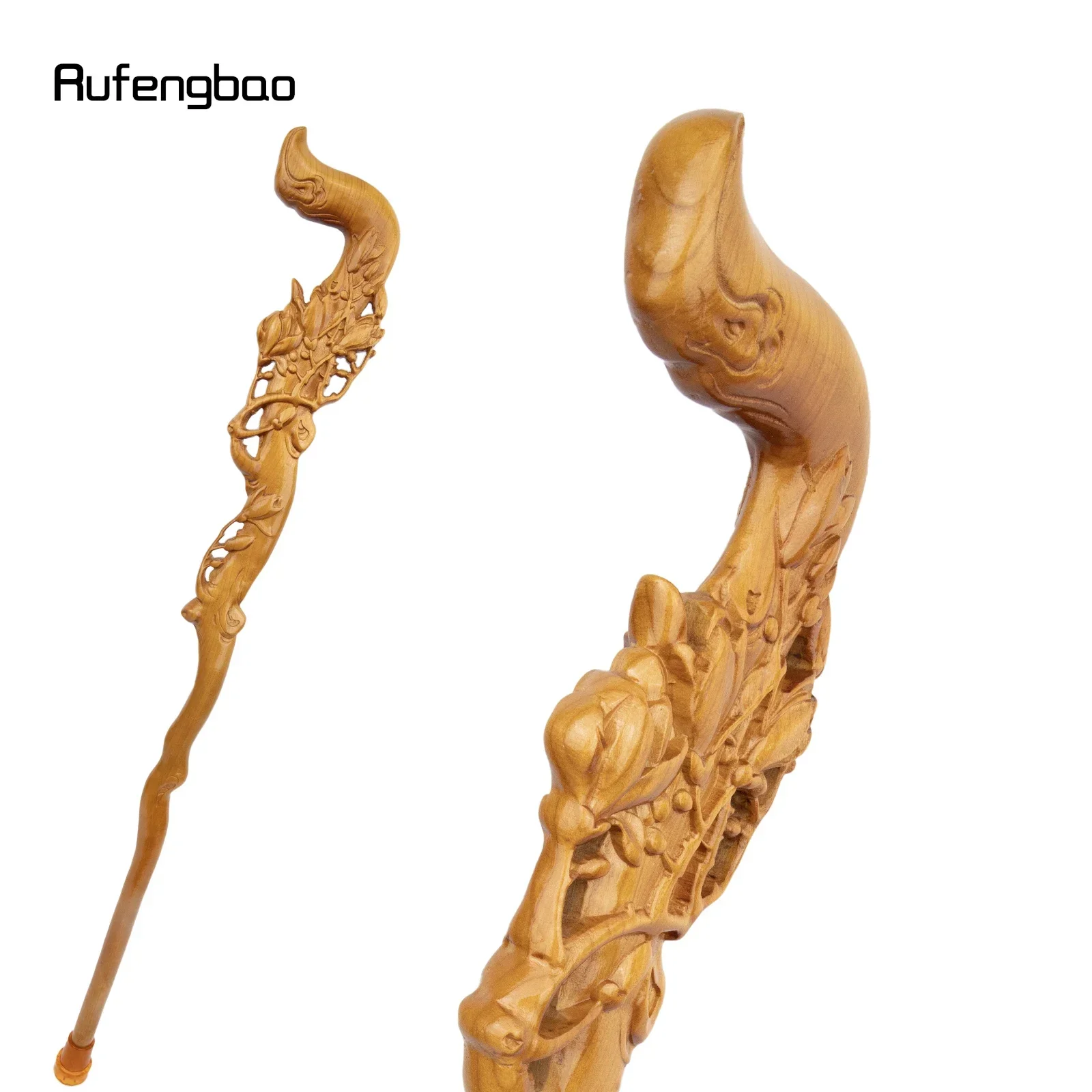 Yellow Flower Wooden Fashion Wood Stick Decorative Cospaly Cane Halloween Crutch Wand Crosier 95cm Performance Stage Cane