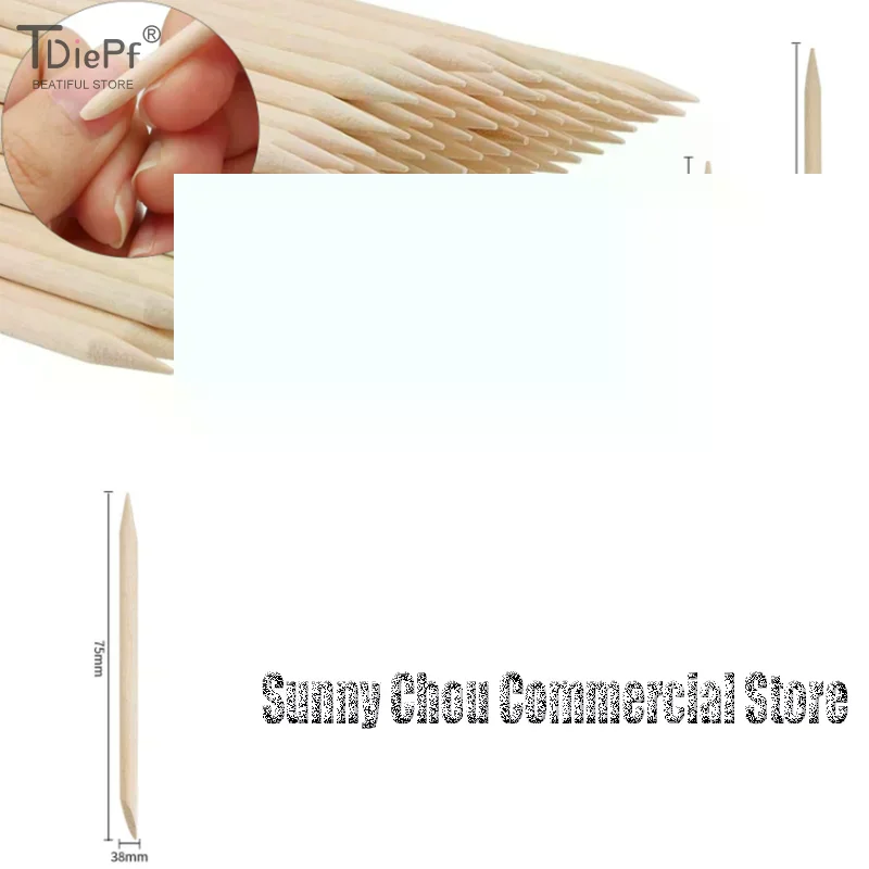 100 unidades/pacote varas de madeira laranja para empurrador de cutícula cutícula remover ferramenta 5 tamanhos diferentes garfos de cabeça dupla para unhas manicure