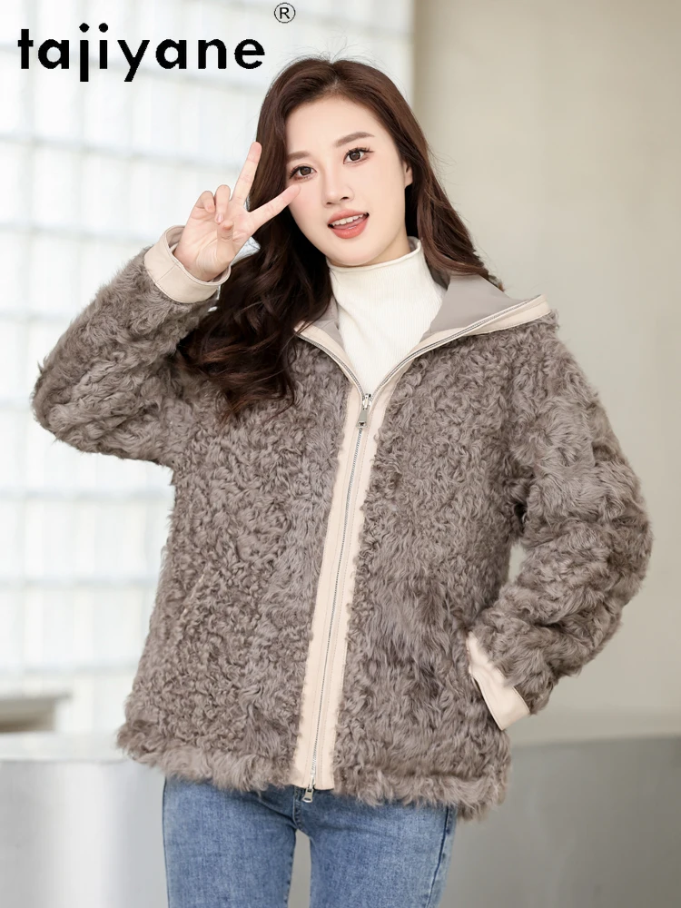 TAJIYANE Naturale Xiaohu Lana Cappotto di Pelliccia di Pecora per Le Donne Chic Reversibile Capispalla Cappotti Caldi 2025 Nuova Donna Abbigliamento fourrure