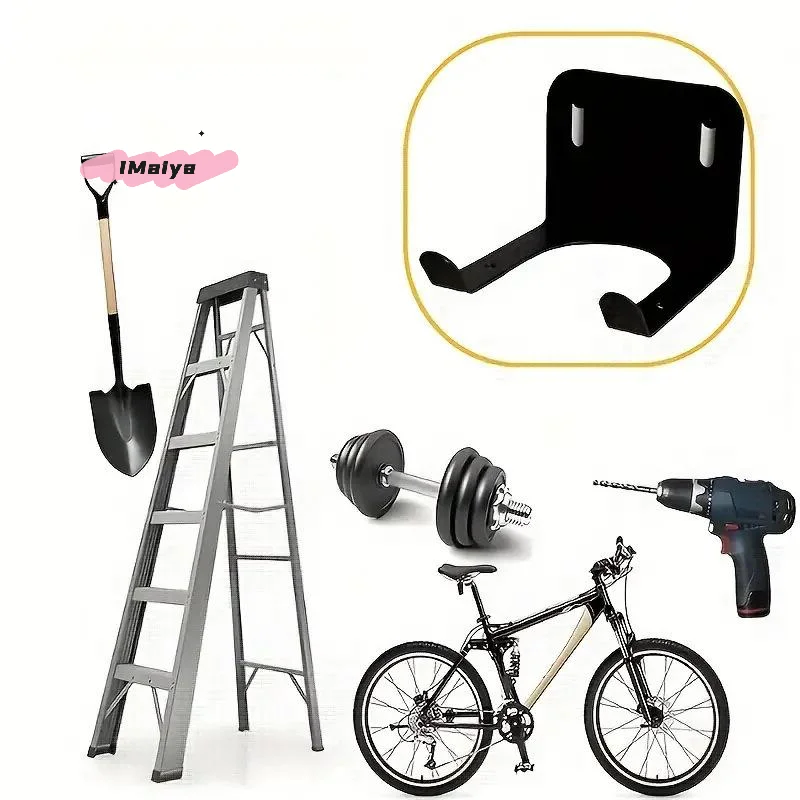 Picture 3: M-1Pcs Storage Hook With Ventilation Slots Black Metal Tool Easy-to-Install Garage Organizer For Lawn Mowers And Branch Trimmers