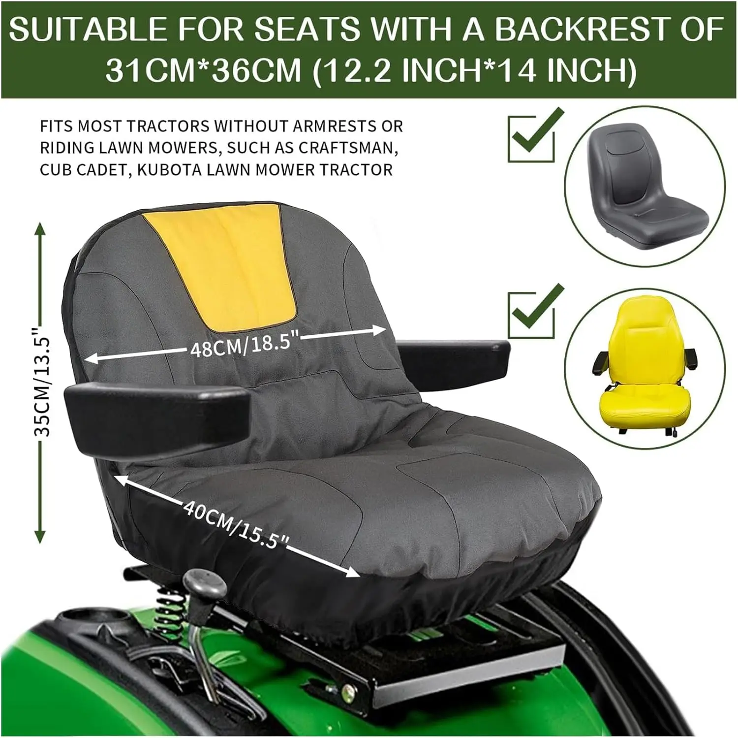 Heavy Duty 600D Oxford Waterproof Seat Cover for Lawn Mower Tractor Durable Riding Lawn Mower Seat Cover view 2
