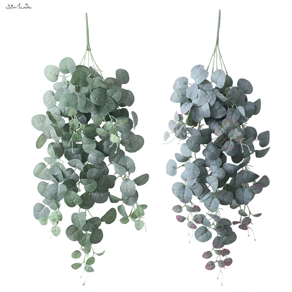 SunMade Pastoral Eucalyptus Bouquet Wall Hanging Fake Plants Artificial Leaves Home Wedding Party Decoration Office Decor Fall