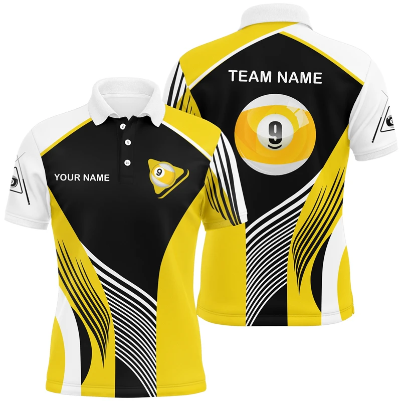 New In Billiards Graphic Polo Shirts For Men Summer Casual Custom Name 3D Printed Short Sleeve Polo Shirt Loose Breathable Tee