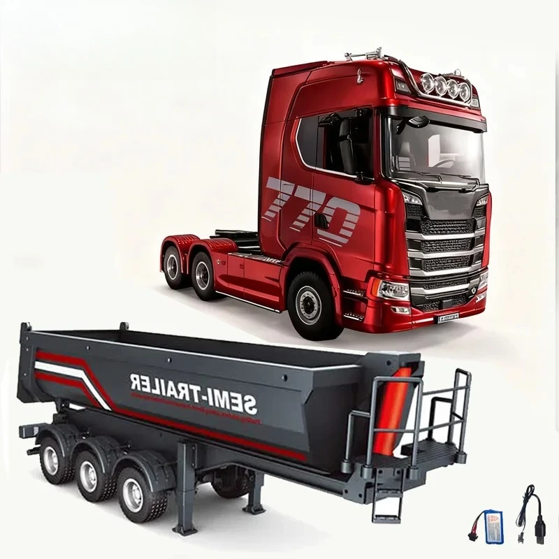 Huina New Model 1501+1502 770s RC Heavy-duty Truck Trailer Model Tractor High-end Toy Children's Adult Gift