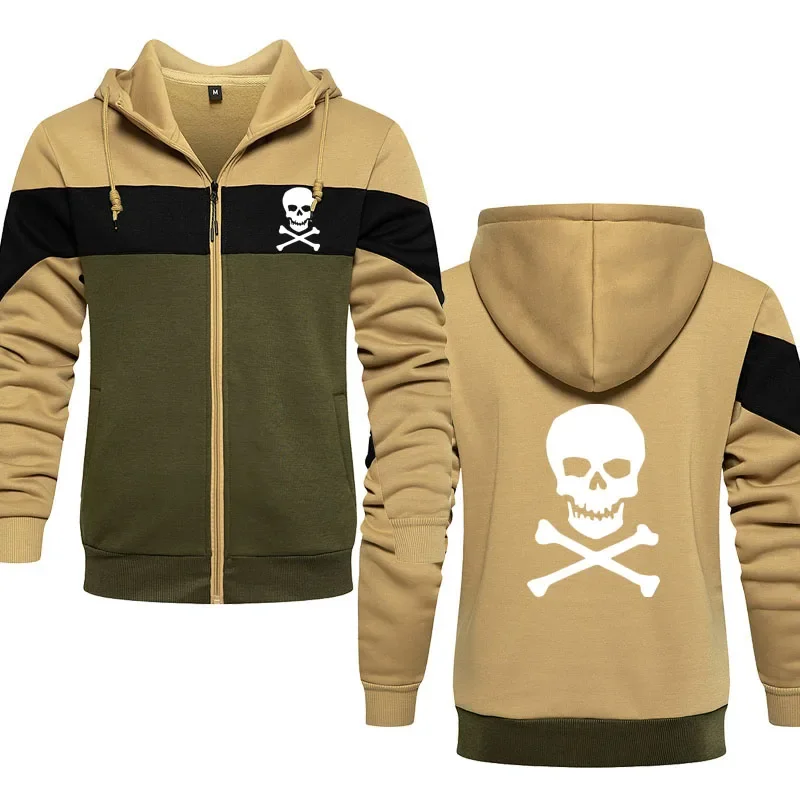 Y2k men's zipper hoodie Hip Hop street sweatshirt Skull print Spring  Autumn three-color men's cardigan top Outdoor men's jacket