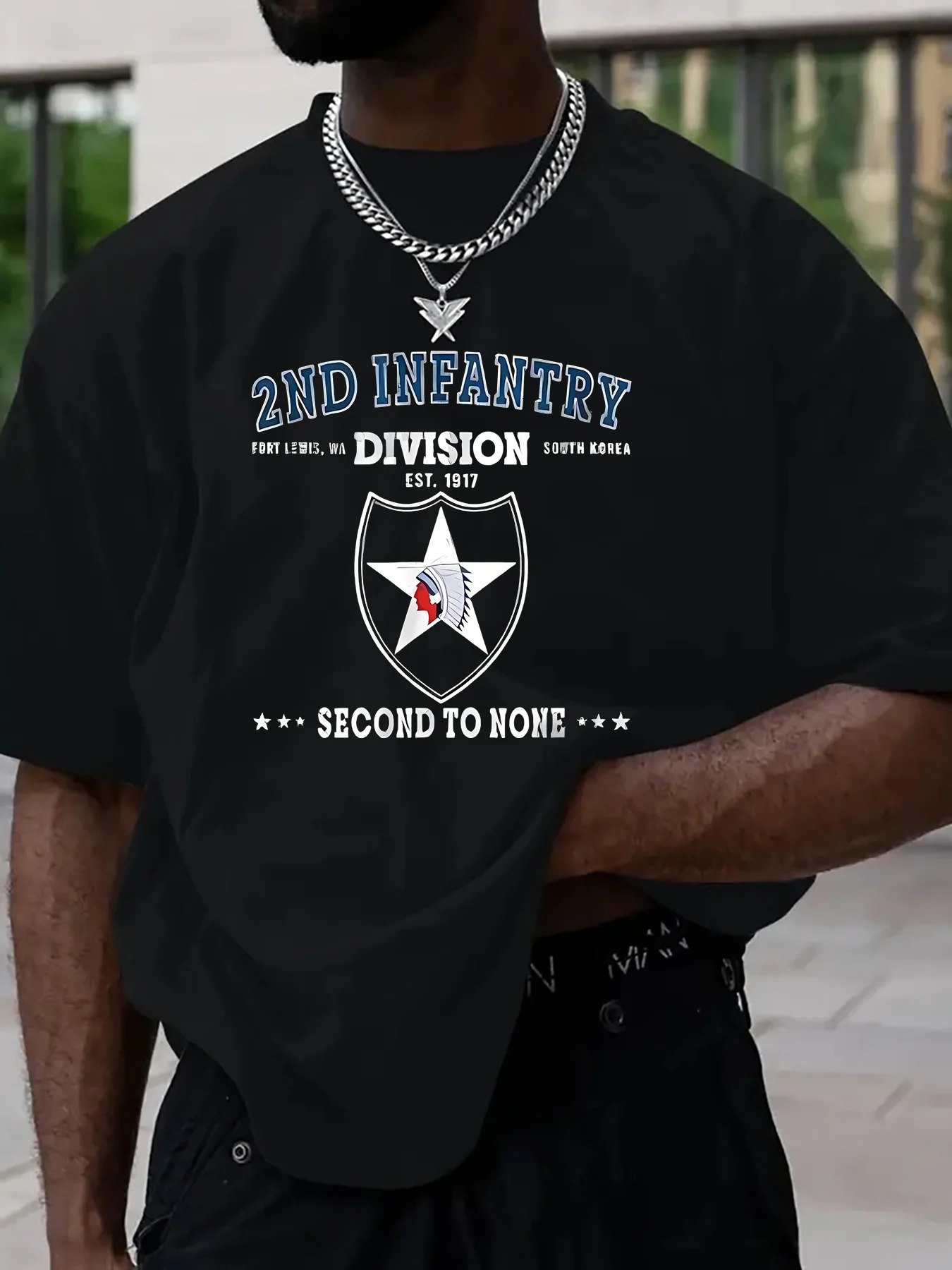 US Army 2nd Infantry Division T-Shirt 100% Cotton O-Neck Short Sleeve Summer Casual Mens T-shirt Streetwear