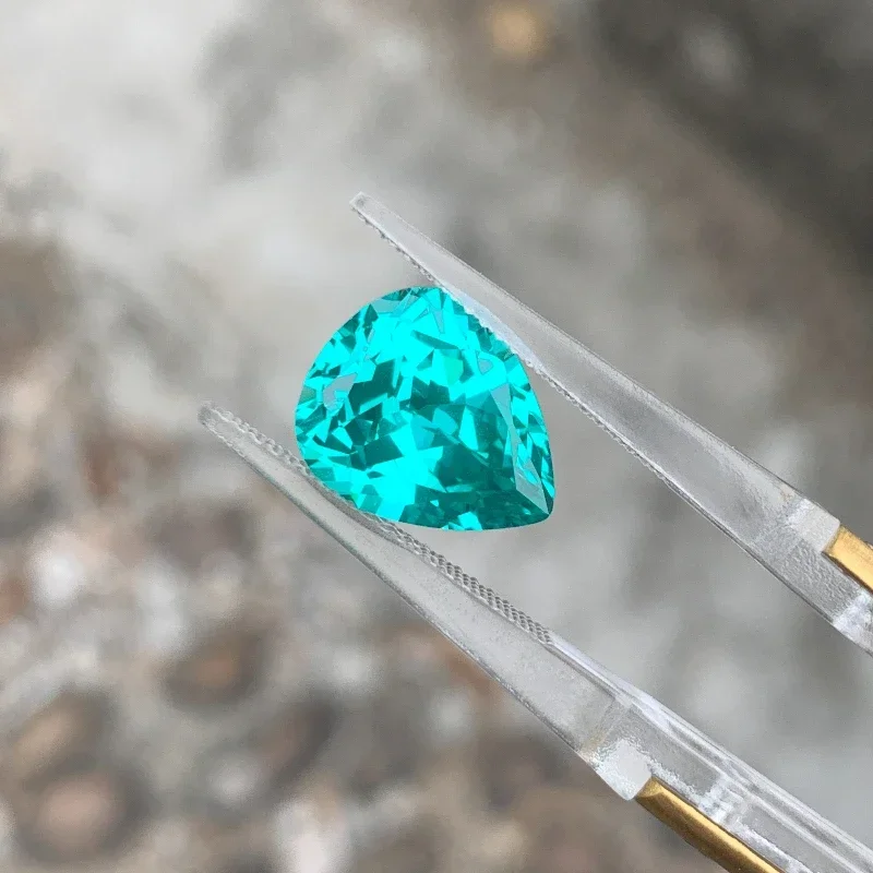 Paraiba Pear Cut Lab Grown Sapphire VVS Clarity Loose Gemstone  Certificate DIY Jewelry Making For Ring Necklace Earrings