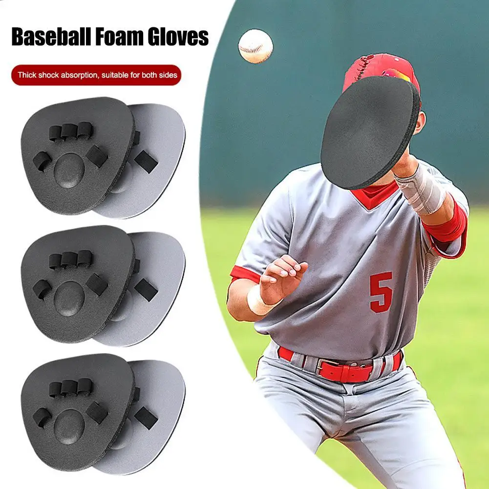 

Baseball Foam Gloves With Elastic Finger Strap Shock Absorption Baseball Training Equipment Accessories