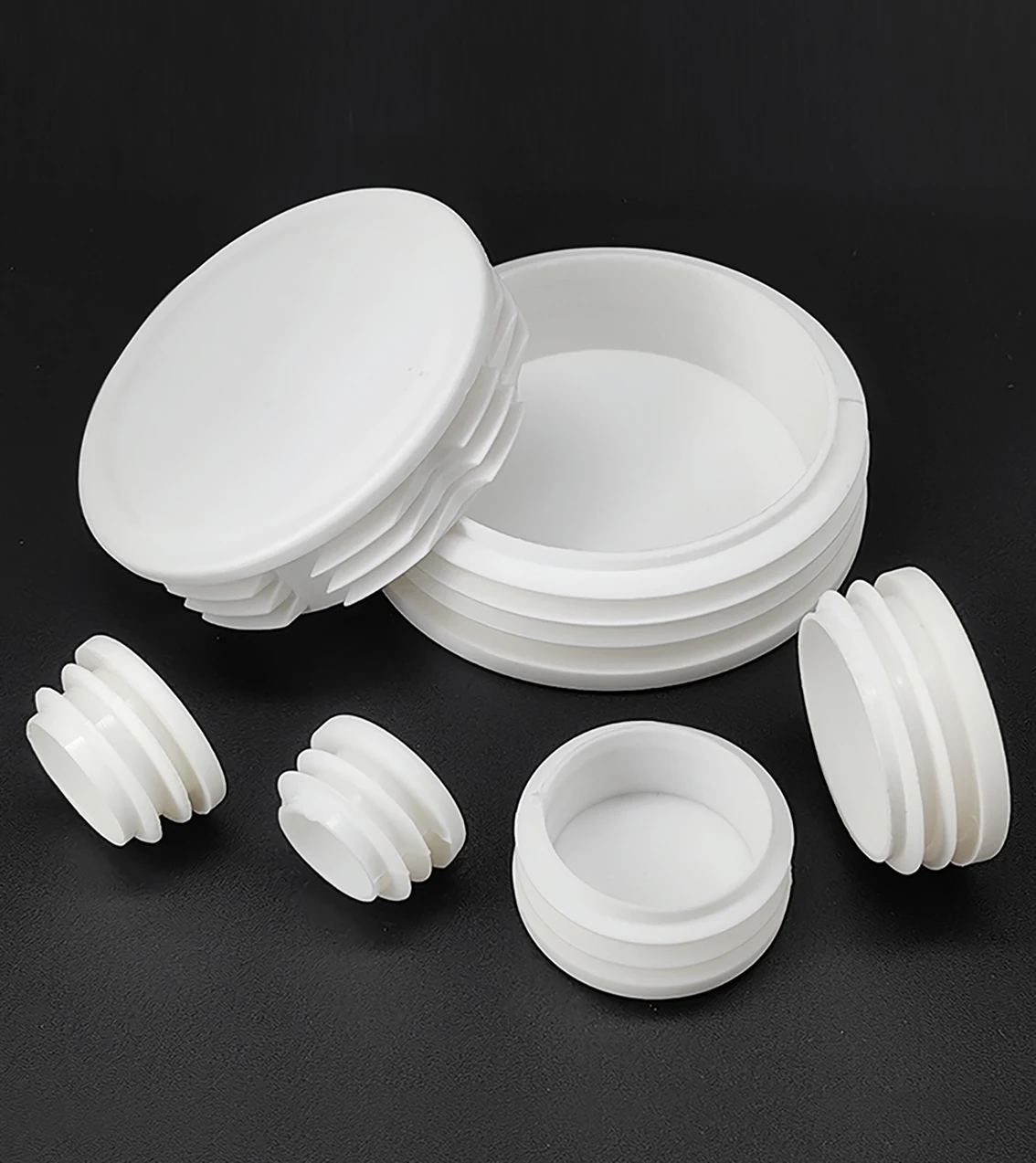 White Round Plastic Blanking End Caps, Tubo Tubo Inserções Plug, Bung Dust Cover, Peças de Móveis, Cadeira Pernas, 13mm-114mm, 1 Pc, 5 Pcs, 10 Pcs,