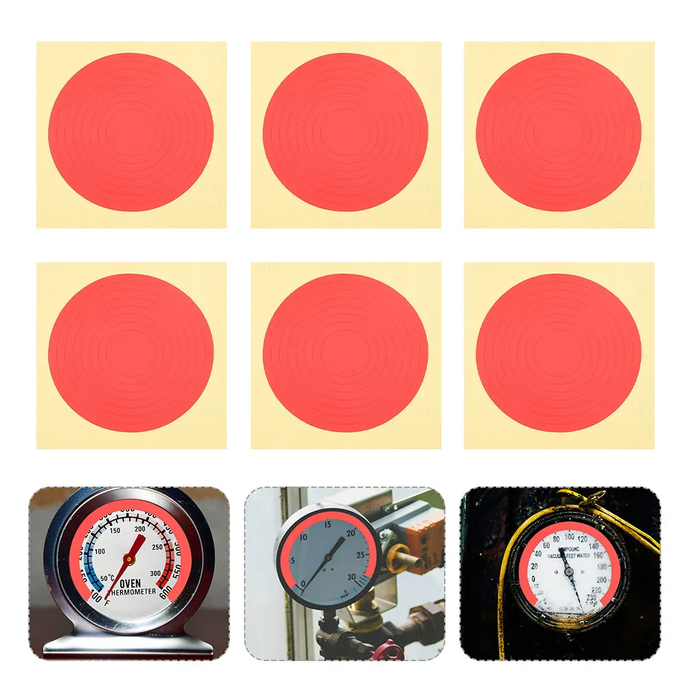 

Adhesive Pressure Gauge Stickers 6 Pcs Red Air Decal Labels Reflective Identification Tag 10cm Warning Film Gauge ID Circle