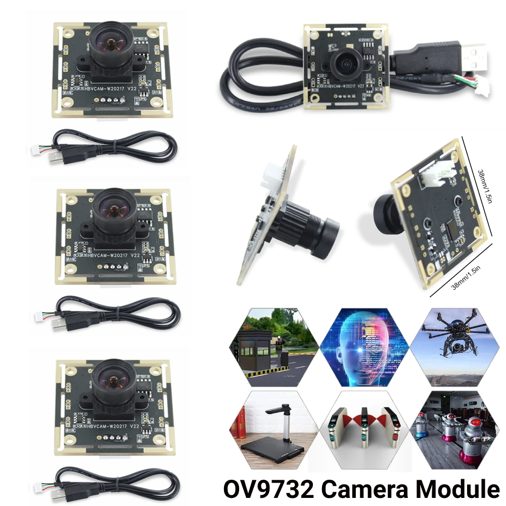 60/72/100/160/180° Camera Module Board 1MP OV9732 1280x720 Adjustable Manual Focus with Cable for WinXP/7/8/10/Linux/ Android