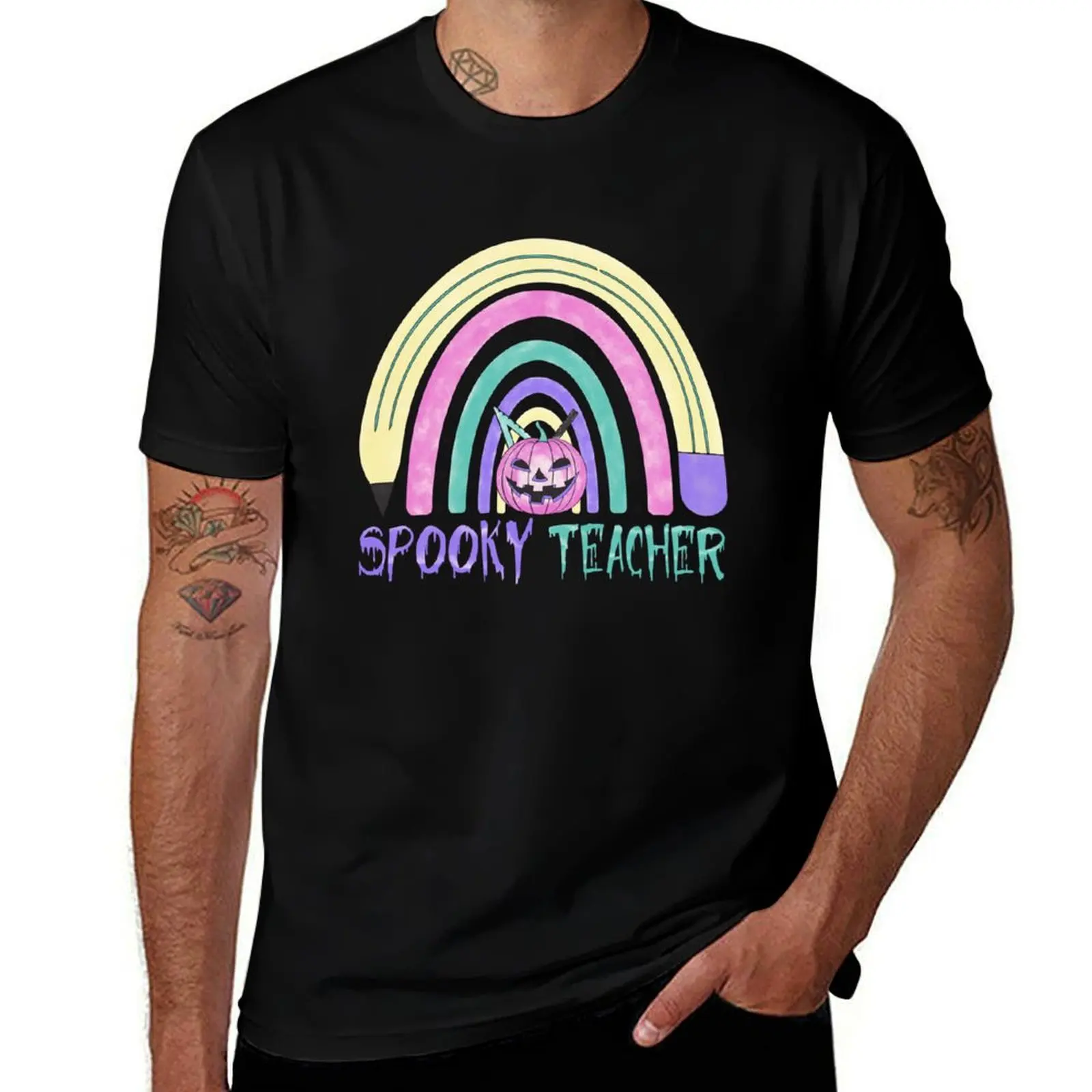 

Halloween Pumpkin Spooky Teacher T-Shirt Modern Style Print T-Shirt