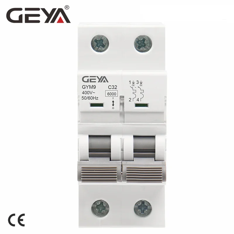 

GEYA GYM9 2P MCB 6A-63A 400V C изогнутый автоматический мини-выключатель на Din-рейку 230V 6A-63A AC Тип Китай завод MCB