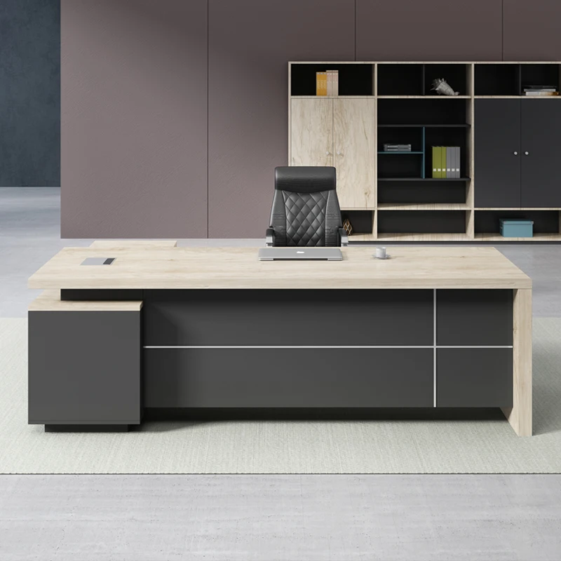 

China Commercial Office Desk Wood Boss Table And Cabinet Computer Table Desk Home Office Ceo Office Desk Set