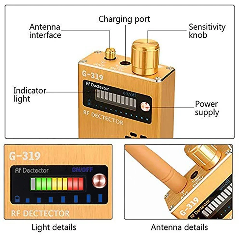 Bug Detector Upgraded RF Signal Detector GSM Tracking Spy Things Device Finder Wireless Mini Hidden Camera Audio Bug Detector