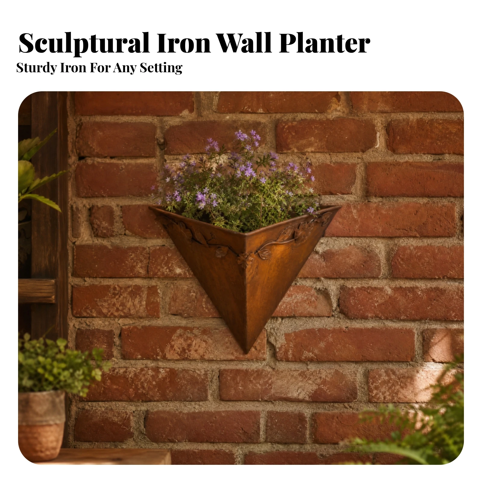 Triangular Wall Planter Space-Saving Iron Wall Planter Hanging Planters Sturdy Flower Pots Weather Resistant for Plant Lovers
