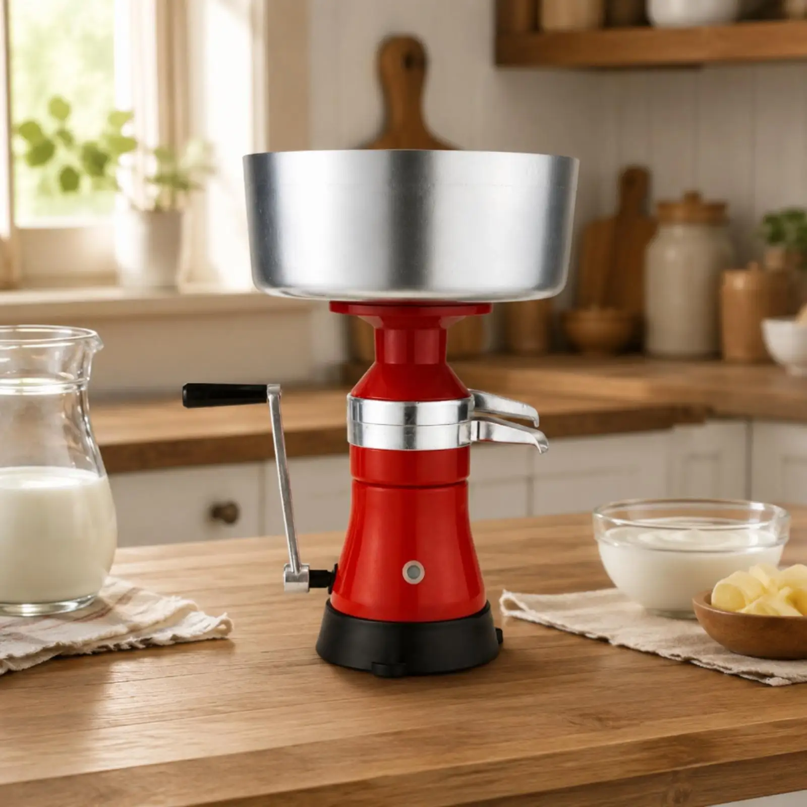 FL-80 Milk Separator Adjustable Manual Cream Separator with Hand Crank Stable Performance High Efficiency