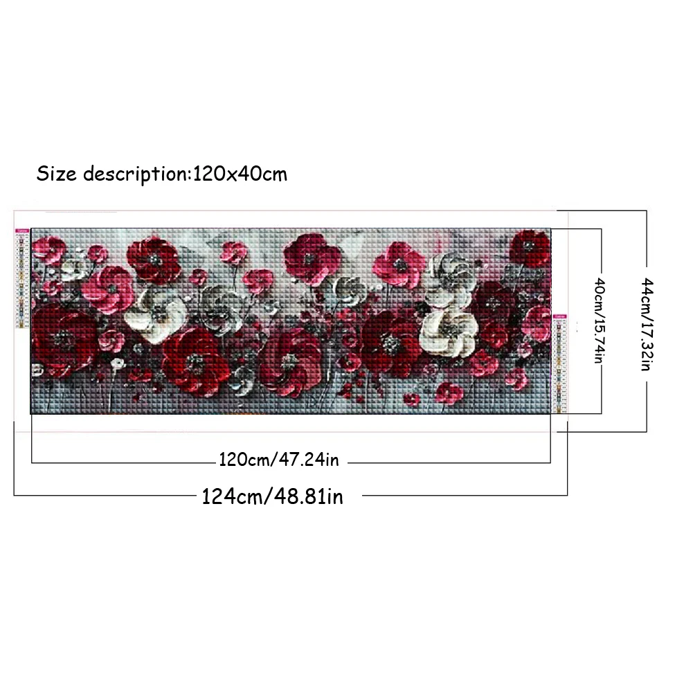 Red Flower 5D DIY Diamond Painting Landscape Large Size Cross Stitch Kits New 2024 Mosaic Diamond Embroidery For Decor