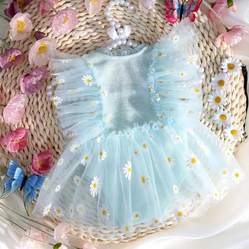 

Реквизит для фотосессии для новорожденных, тюлевое платье, повязка на голову с ромашками, одежда для фотостудии A2UB