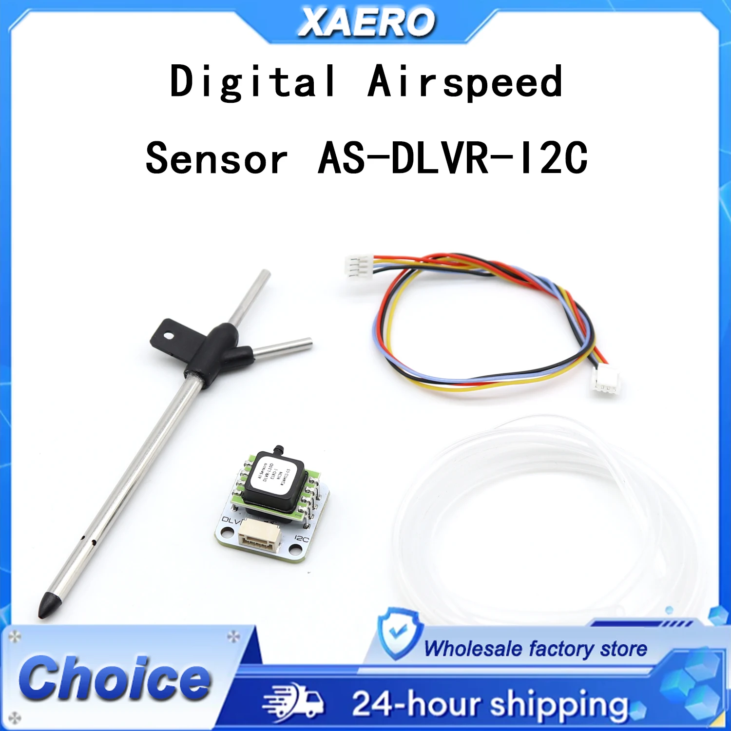 

AS-DLVR-I2C Digital Airspeed Sensor - I2C Interface Pitot Tube, Compatible with ArduPilot, INAV, H743 Flight Controller