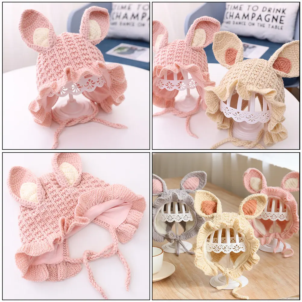 

1 шт. теплая вязаная шапка для малышей в форме свинки с кроличьими ушками, регулируемая, осенне-зимняя, для детей от 6 месяцев до 3 лет, аксессуары для малышей