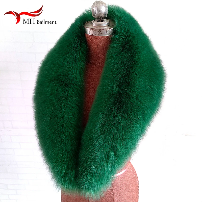 100% Real Fox Fur Collar Women Fashion Autumn Winter Warm Shawl Large Size Neck Warmer Fur Scarf Scarves Jacket Coat Universal