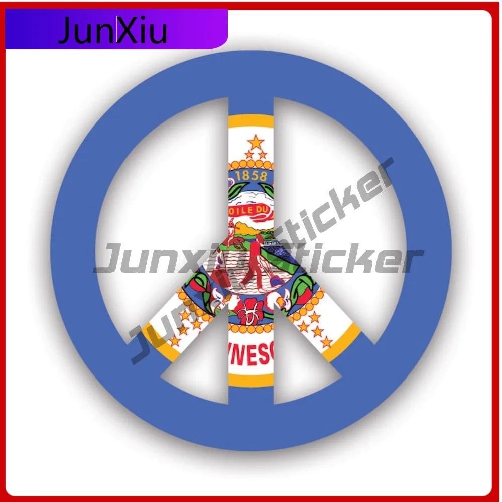 

Minnesota Flag Peace Symbol Stickerwaterproof Outdoor Cool Car Waterproof Vinyl Decal For Cars Protection Fun Sticker High