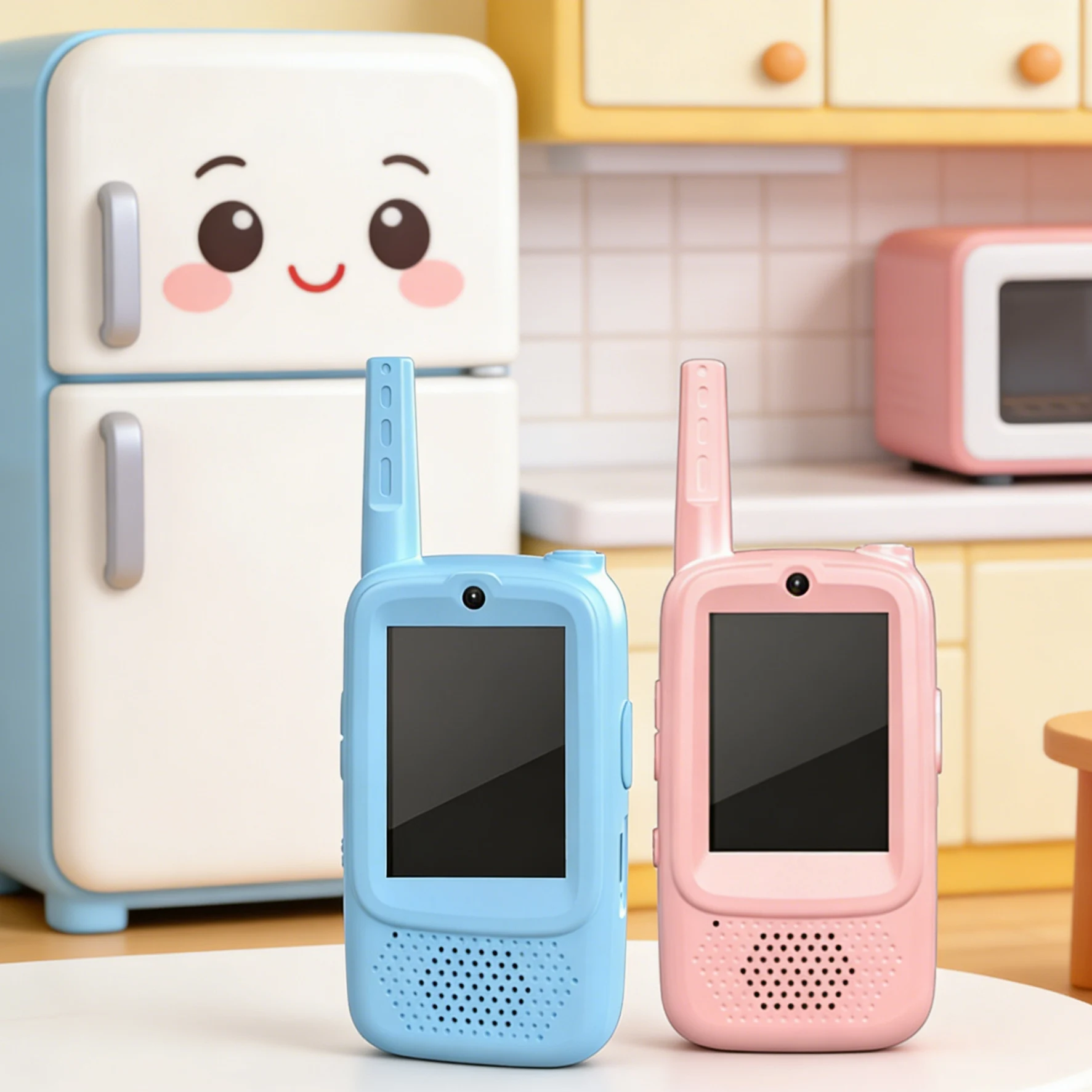 Video-walkietalkies voor kinderen, oplaadbare walkietalkies voor kinderen, 2-pack, binnen-buitenspeelgoed voor spel, feest, kamperen, Kerstmis L0U6