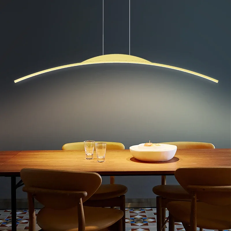 

Nordic Dining Table Bar Chandelier Minimalist Led Long Office Hanging Pendant Lamp Designer Dining Room Simple Lighting