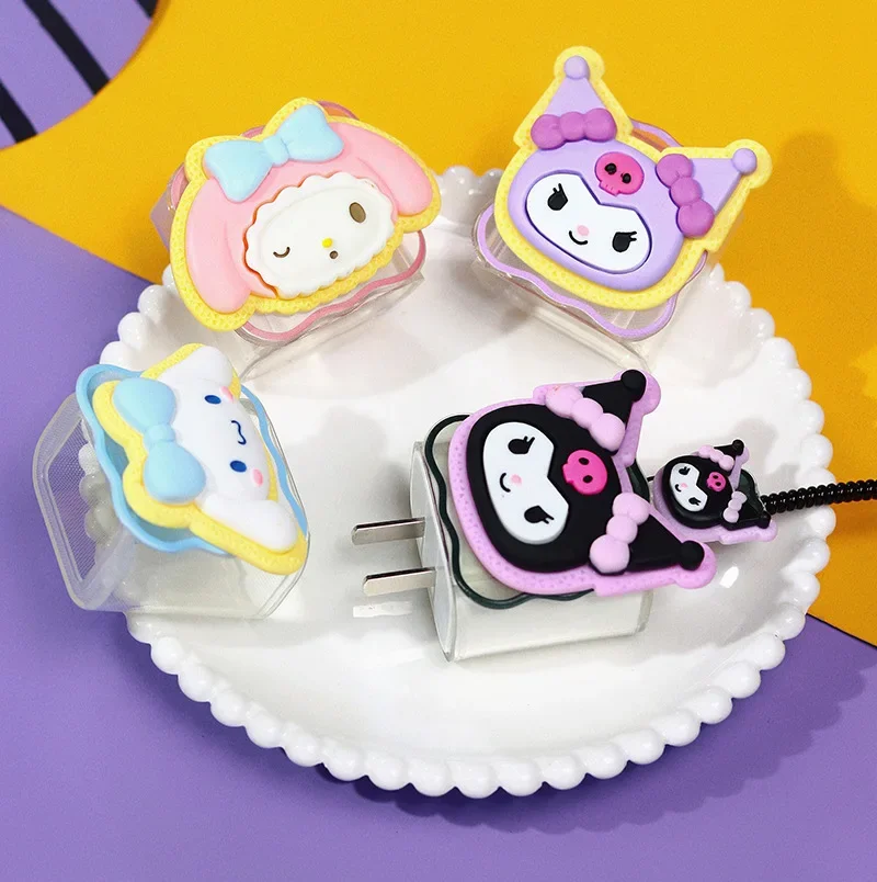 Nne Sanrio Kuromi Melody Cute for Apple 20W Data Cable Protection Case Suitable for Mobile Phone Charger Head Fast Charging