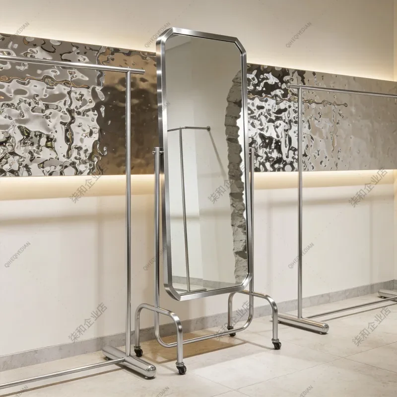 Full-length mirror does not deform, full-length mirror stainless steel wall-attached floor mirror