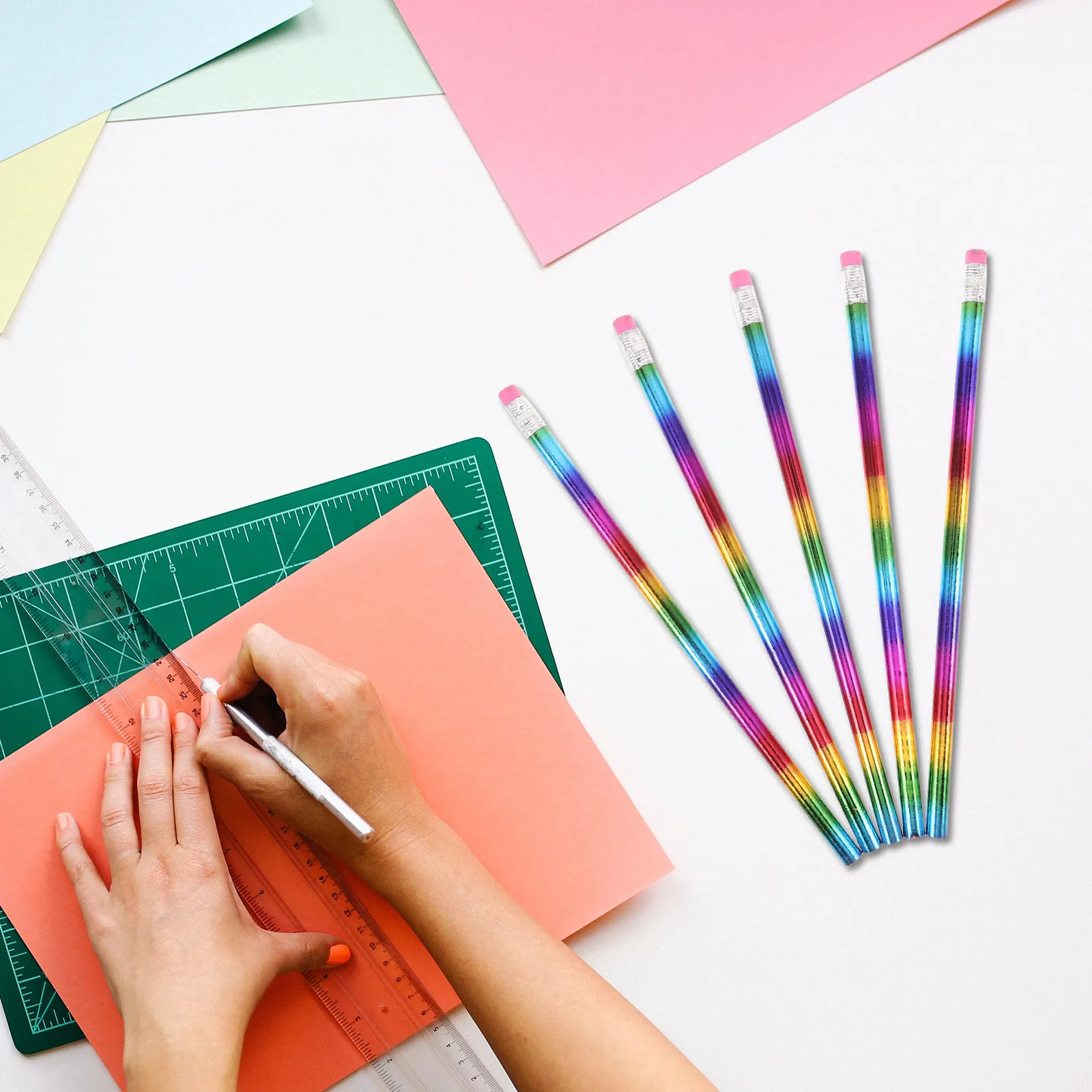 

50Pcs Hb Laser Wooden Pencils Eraser Tip Handwriting Tools for Kids Classroom Testing Drawing Homework Back to School Supplies